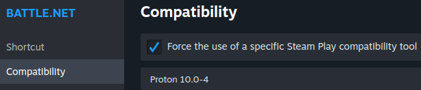 Compatibility tab